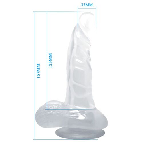 BAILE - DILDO REALISTICO CON VENTOSA Y TESTICULOS 16.7 CM TRANSPARENTE