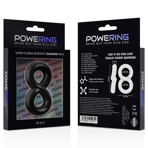 POWERING - SUPER FLEXIBLE Y RESISTENTE ANILLO PENE Y TESTICULOS  PR12  NEGRO