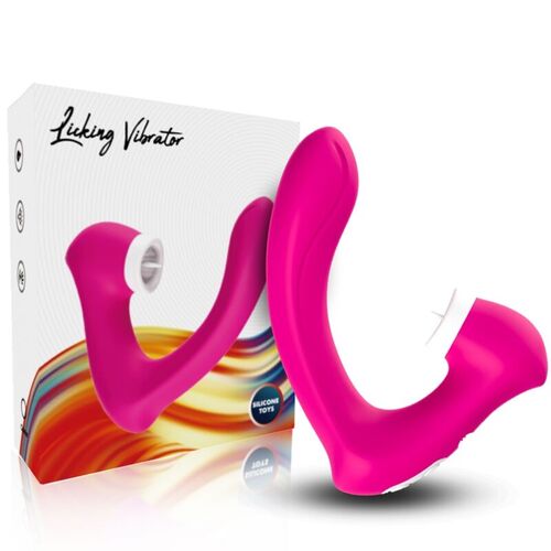 ARMONY - SECRETKISS ESTIMULADOR CON LENGUA CLITORIS & VIBRADOR CURVO FUCSIA