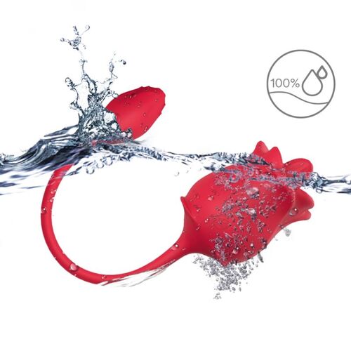 ARMONY - ROSA 2 EN 1 ESTIMULADOR SUCCIN & VIBRADOR 10 MODOS CON COLA ROJO