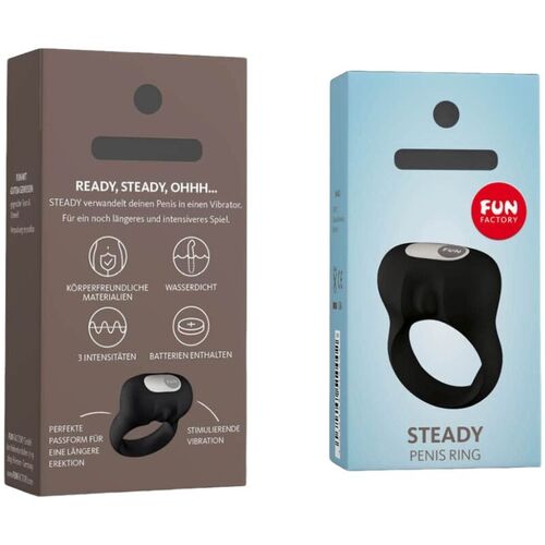 FUN FACTORY - STEADY ANILLO PENE CON VIBRACIN NEGRO