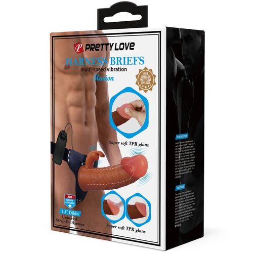 PRETTY LOVE - MARION HARNESS BRIEFS UNIVERSAL CON DILDO VIBRACIN 19 CM MULATO