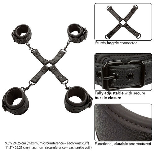 CALEXOTICS - NOCTURNAL CONECTOR HOG TIE CUERO AJUSTABLE NEGRO