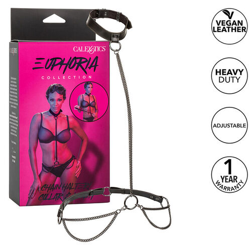 CALEXOTICS - EUPHORIA COLLAR HALTER Y CORREA CON CADENA